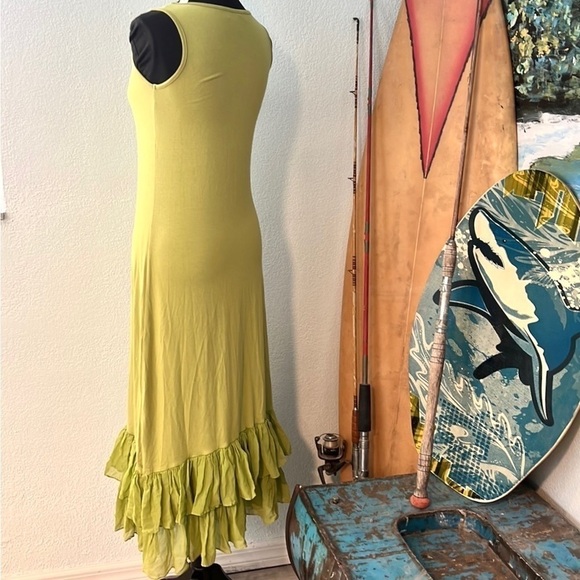 Harari, Soft Lime, Silk Blend w/Silk Ruffled Swing Hem, Excellent Condition, XS - Picture 6 of 16